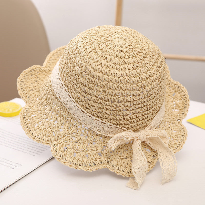 Summer Baby Girl Sun Hat – Wide Brim Straw Fisherman Hat (1–5 Years)