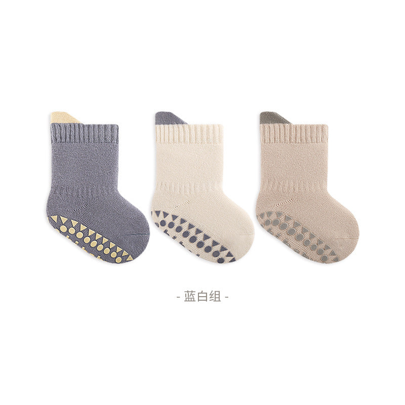 Baby Non-Slip Cotton Crew Socks (Pack of 3)
