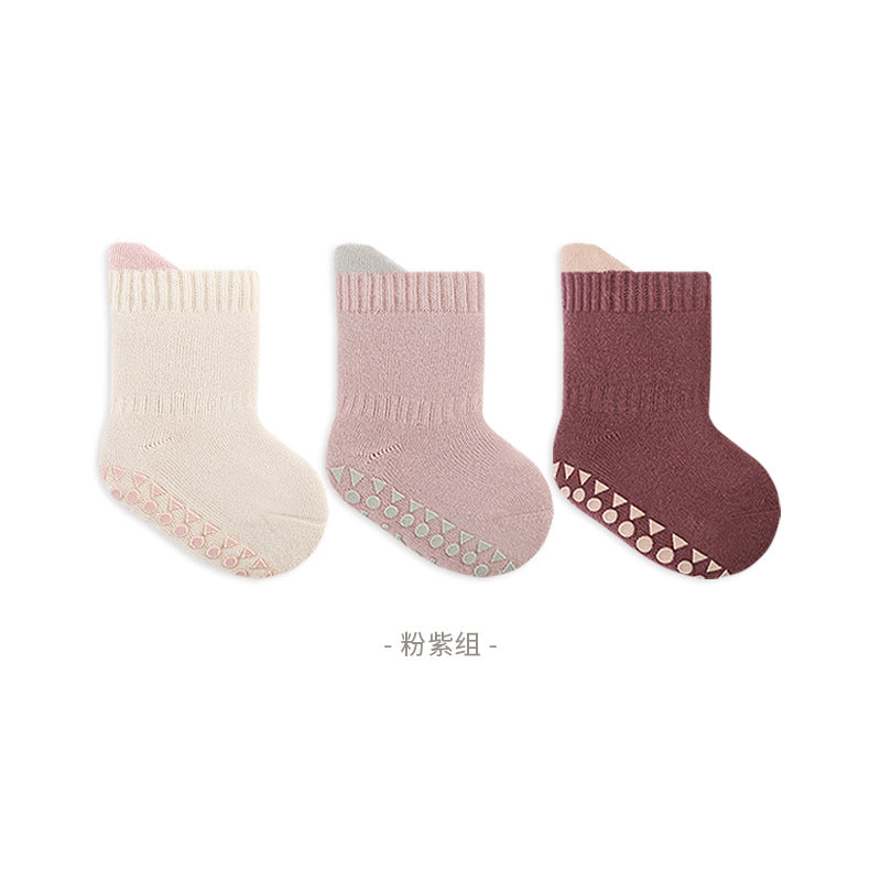 Baby Non-Slip Cotton Crew Socks (Pack of 3)