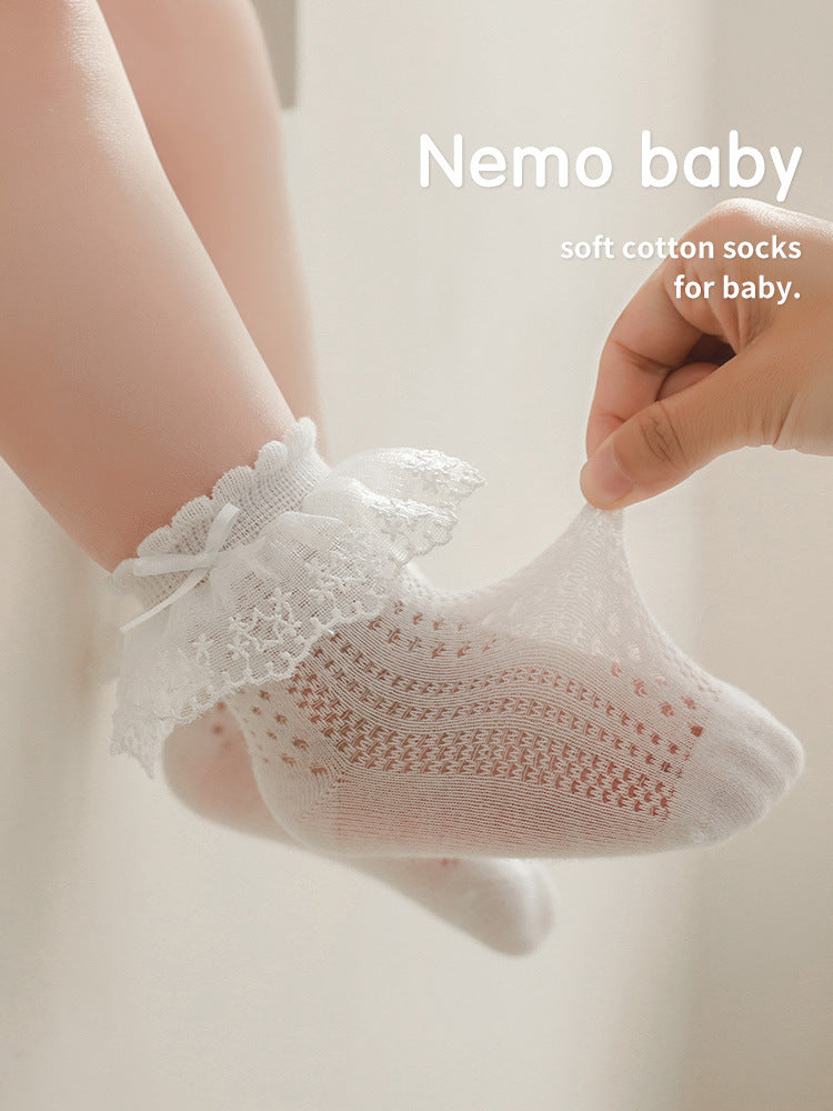 Baby Lace Trim Bow Socks