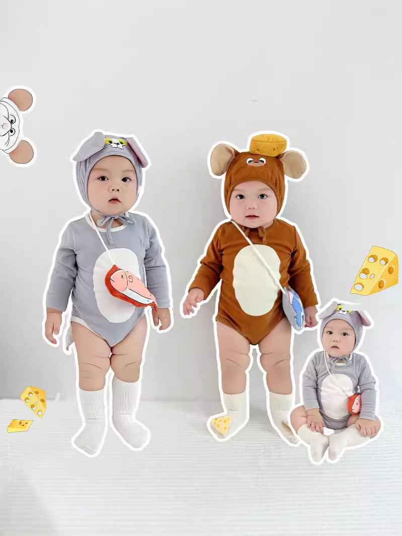 Cat & Mouse Hooded Romper