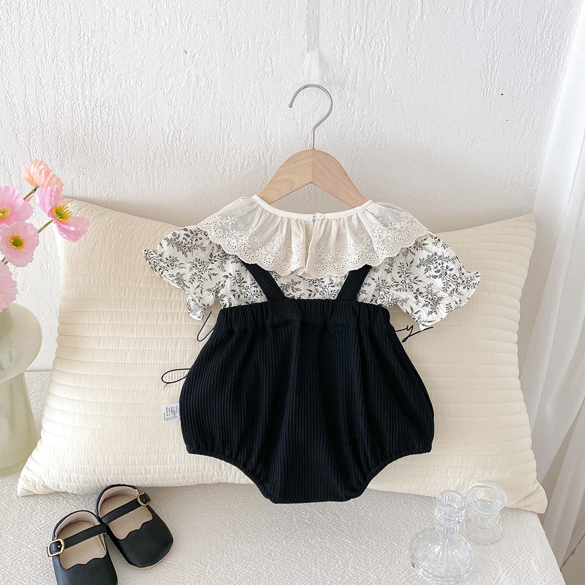 Floral Suspender Romper Set