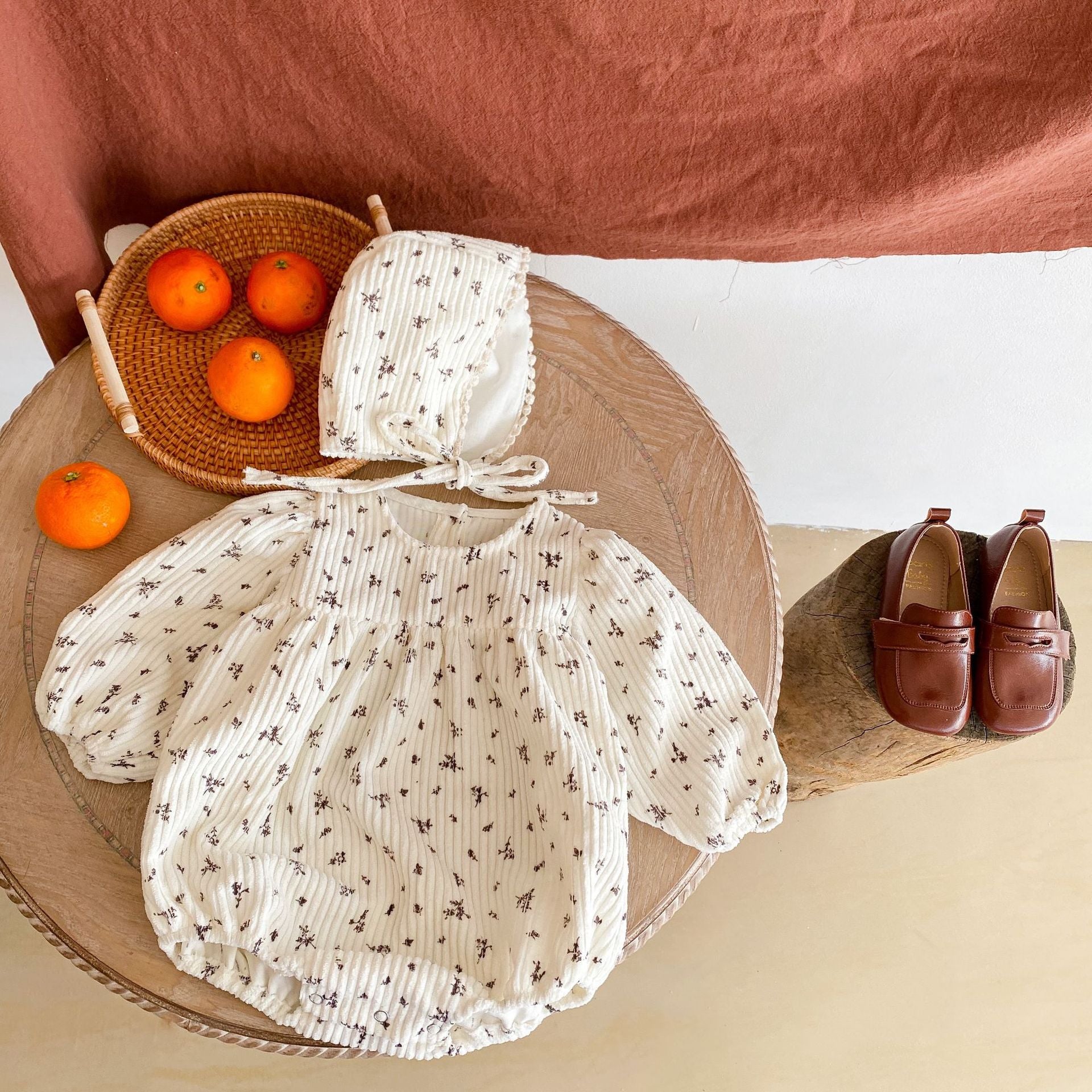 Little Corduroy Romper & Hat Set